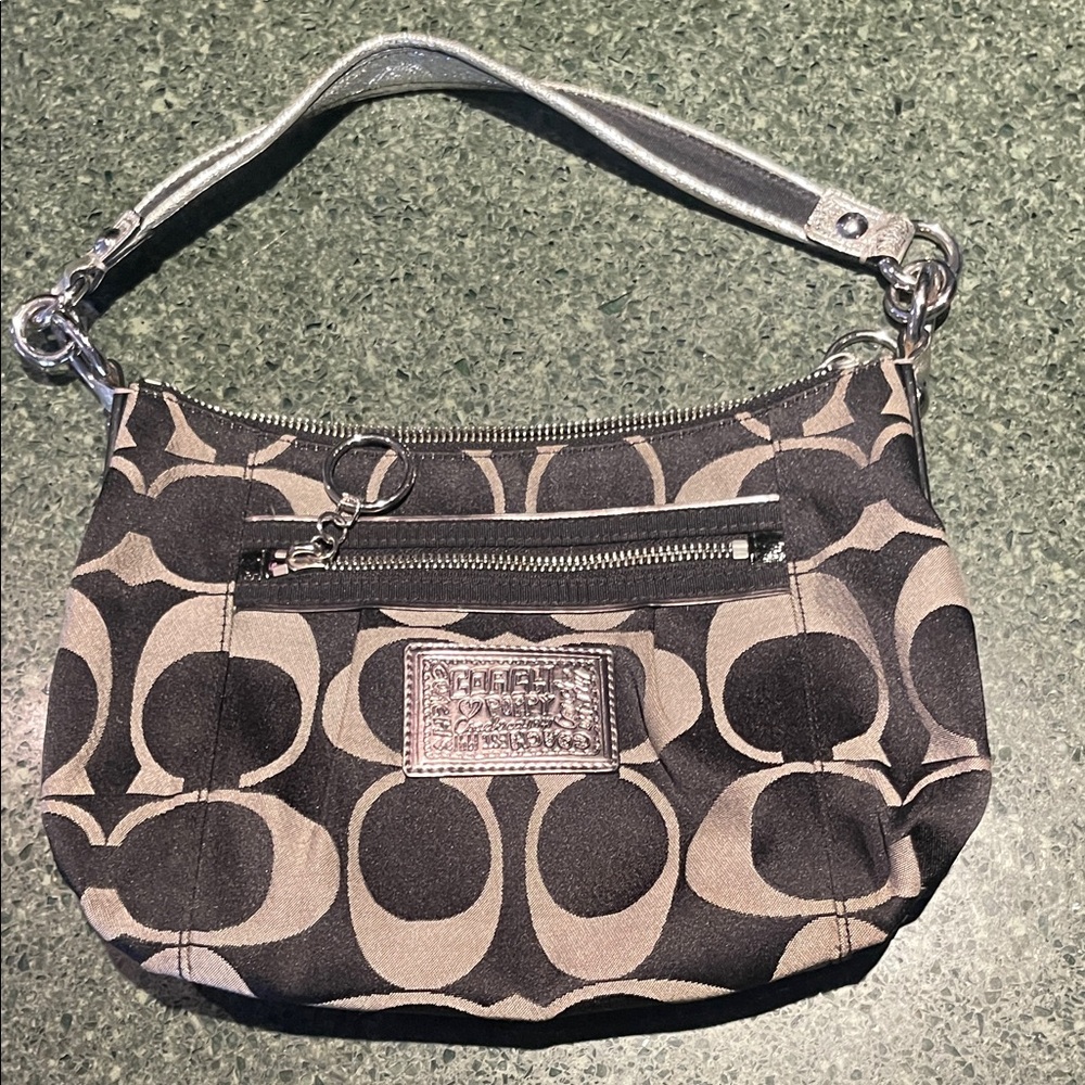 Coach Black and Grey Signature Small Shoulder Bag-Used Excellent condition